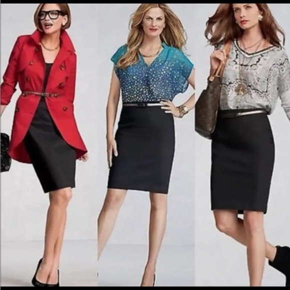 CAbi Black Pencil Skirt Jordan Cotton Pique Stretch Size 6 Style 360 - Picture 1 of 7